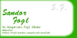 sandor fogl business card